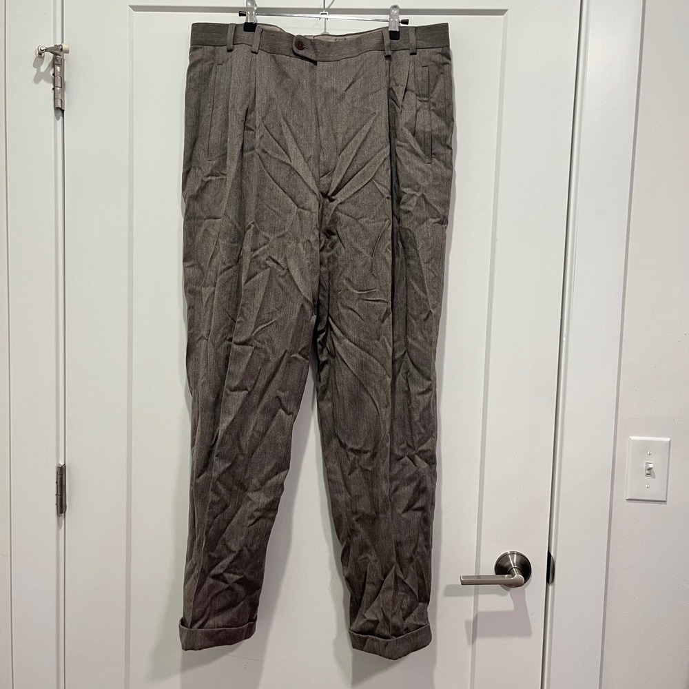 Davis For Men Chicago Pleated Trousers Brown Made In Italy Size 36 Dress Pants